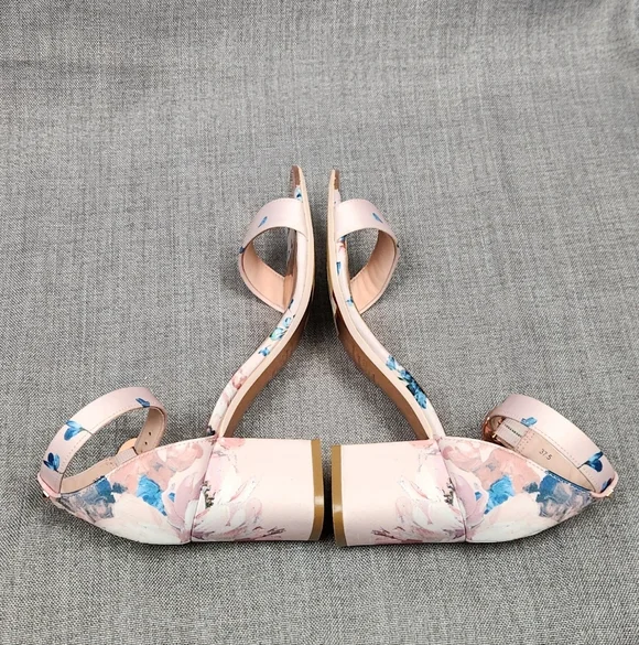 Ted Baker Manyah Pink Floral Print Block Heeled Sandals. 7 - Picture 8 of 12